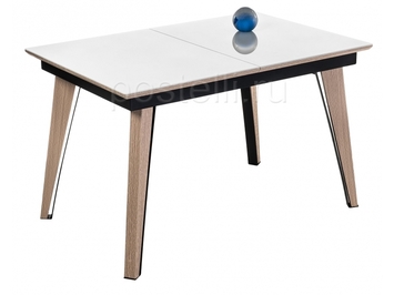 Стеклянный стол Джофри белый/венге светлый (Арт 462410)