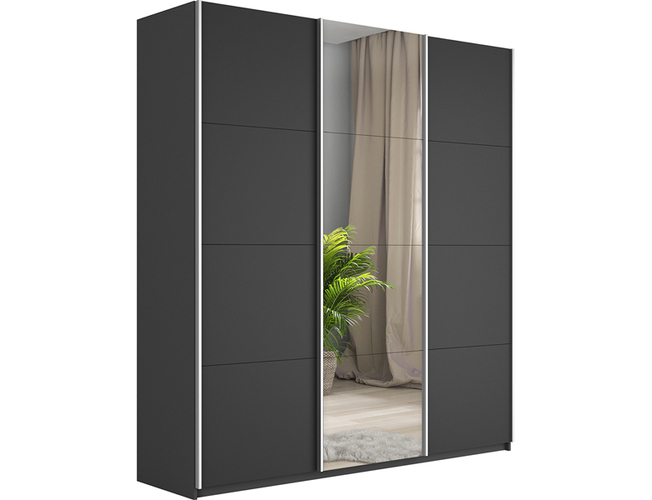 Шкаф-купе Прайм Люкс з-х дверный (ЛДСП, зеркало), Серый диамант