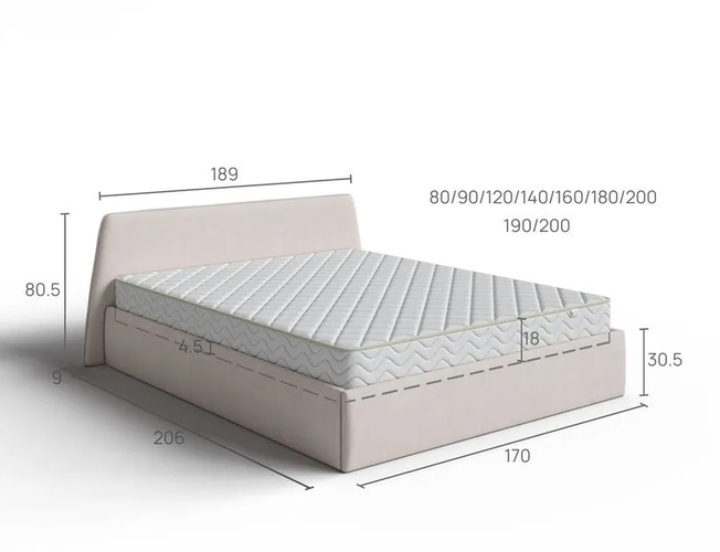 Кровать Binni для основания с ПМ