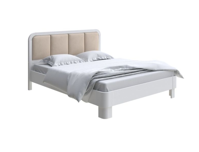 Кровать Hemwood сосна, белый и велюр дива латте